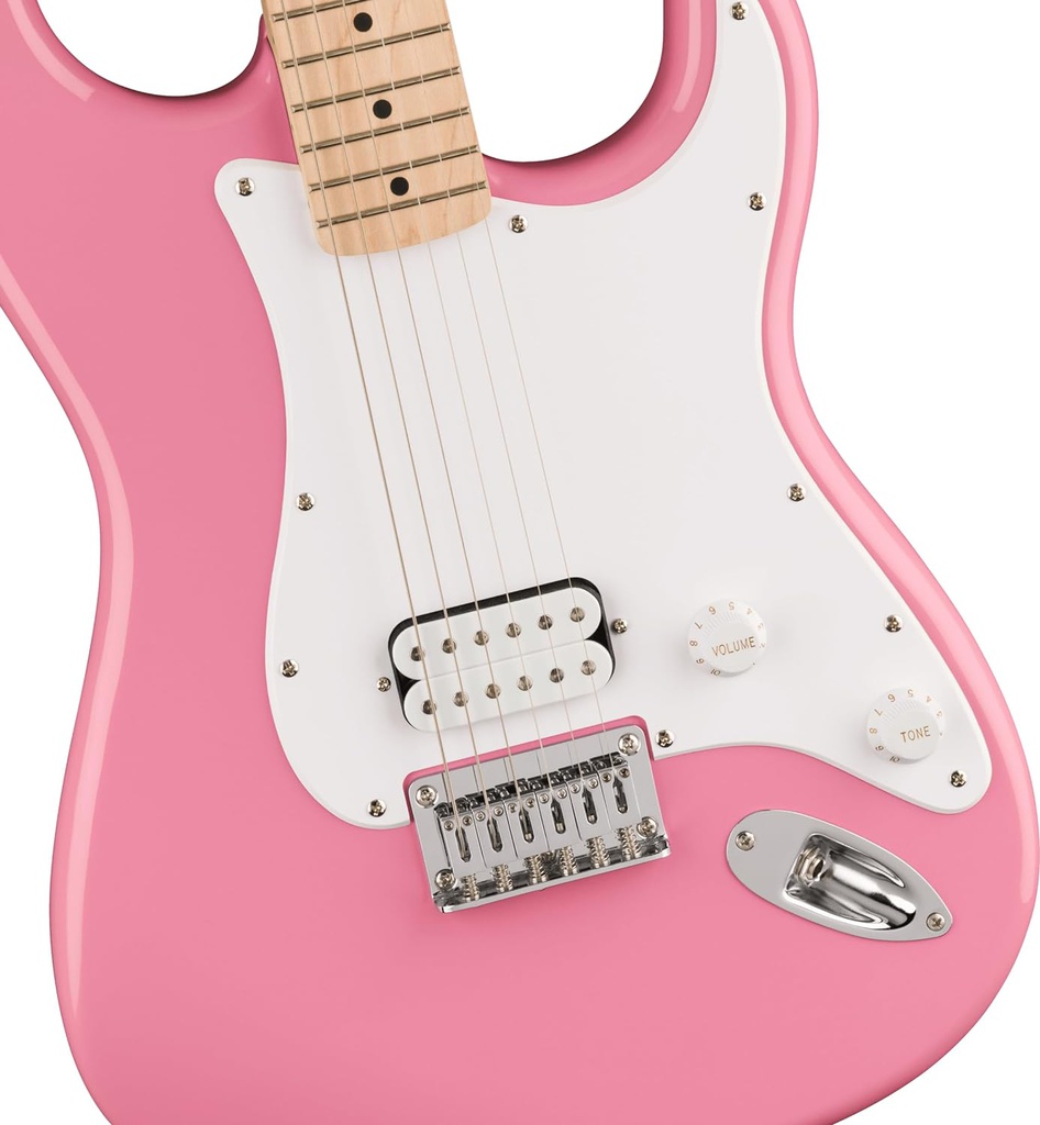 Guit. Elect. Fender Squier Sonic™ Stratocaster®Maple Fingerboard, White Pickguard, Flash Pink