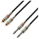 Cable De 2 Rca A 2 Plug 6.3 De 3 Mtr