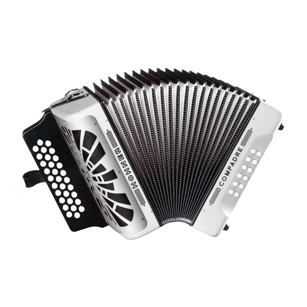 Acordeon Diatonico Compadre Sol-Do-Fa Blanco Negro