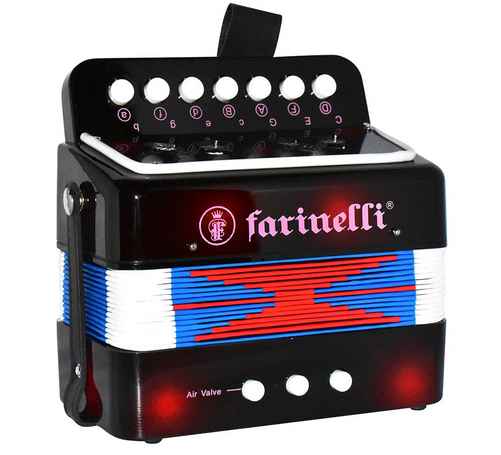 Acordeon Infantil 7 Botones Negro Con Rojo Farinelli-- ACIFNR