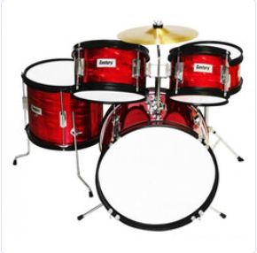 Bateria Junior Roja 3D 5 Pzas Aro Negro Century-- CNBT039