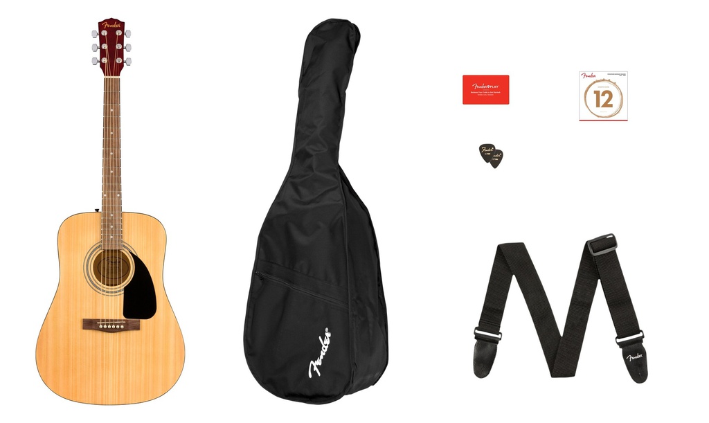 Paquete Guitarra Acustica Fender FA-115 Dreadnought Pack Natural