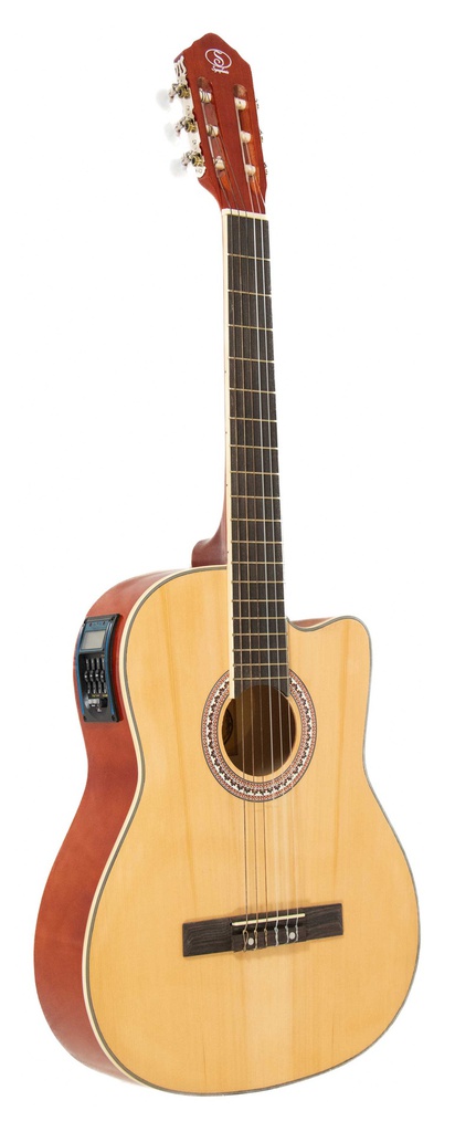 Guitarra Electroacustica Con Funda Natural y Recorte