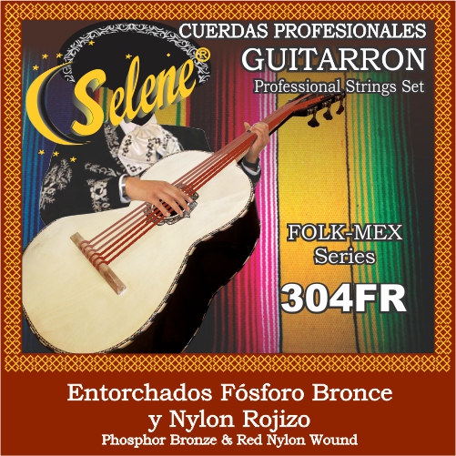 Juego De Cuerdas Para Guitarron Nylon Rojizo Selene
