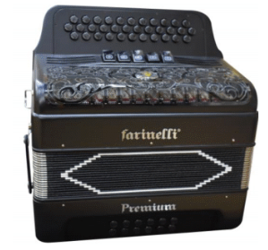 Acordeon Botones Sol Negro Mate 5 voces FARINELLI PREMIUM