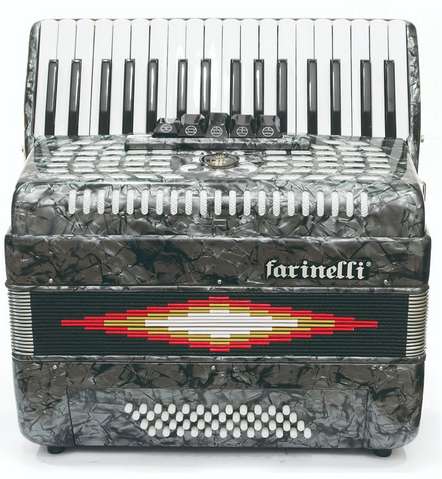 Acordeón Farinelli De Teclas 34-48 Bajos 5 Registros Gris
