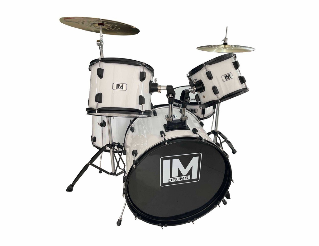 Bateria Lm Drums 5 Pzas, Platillos Y Asiento Blanca