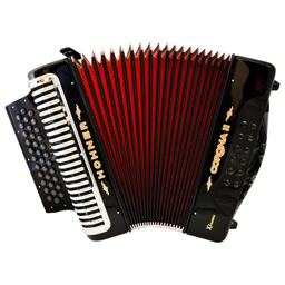 [A5422] Acordeon Diatonico Hohner Corona II Xtreme, Negro Con Funda