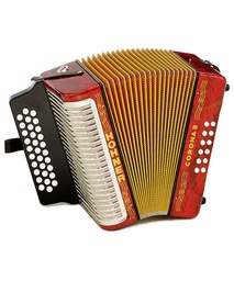 [A5643] Acordeón Hohner Corona Botones II Fa-Sib-Mib Rojo