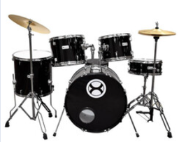 [EXBT063] Bateria Extreme Negra 5 Piezas Aro Cromo