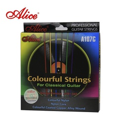 [A107C-N] Juego De Cuerdas Para Guitarra Acustica Nylon Alice en Colores