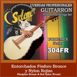 [304-FR] Juego De Cuerdas Para Guitarron Nylon Rojizo Selene
