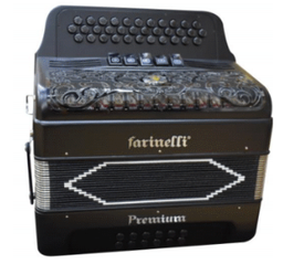[3412N5HG] Acordeon Botones Sol Negro Mate 5 voces FARINELLI PREMIUM