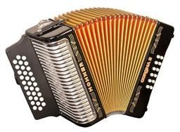 [A56411] Acordeon Botones Hohner Corona II FA SIB MIB,31-12 Bajos, Negro