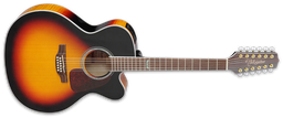 [GJ72CE-12 BSB] Guitarra 12-String Jumbo with cutaway, solid spruce top, flame maple back and sides, gold hardware, brown sunburst finish and TK-40D electronics